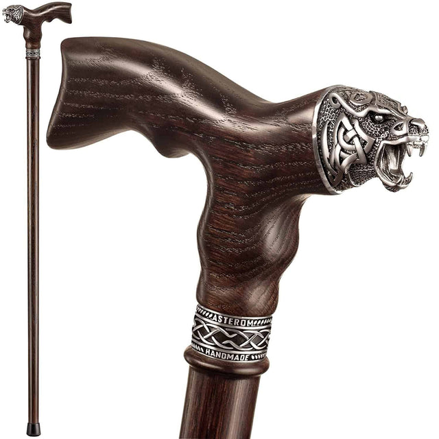 Handmade Celtic Bear Walking Cane with Solid Wood Shaft-Classy Walking Canes