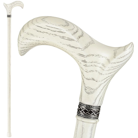 Handmade Derby Walking Cane for Men and Women in White-Classy Walking Canes