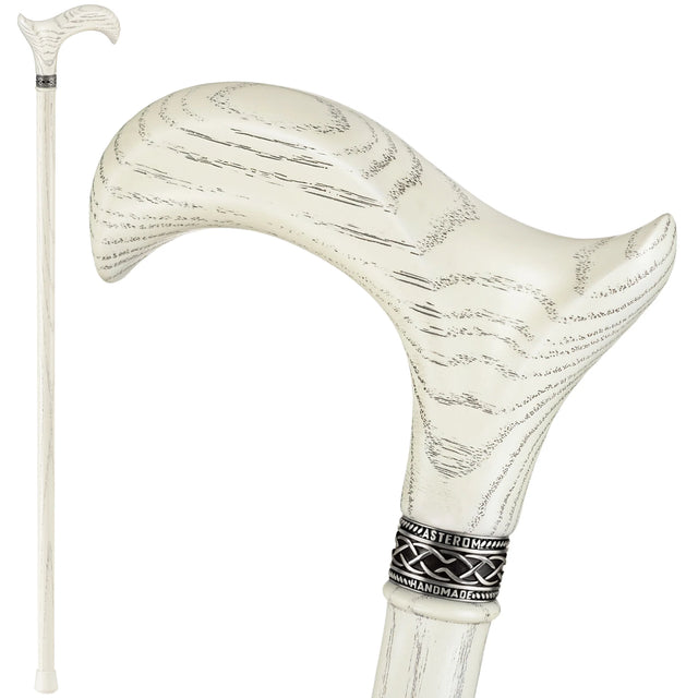 Handmade Derby Walking Cane for Men and Women in White-Classy Walking Canes