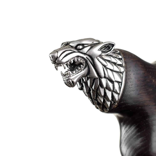 Handmade Direwolf Ergonomic Cane with Solid Wood Shaft-Classy Walking Canes