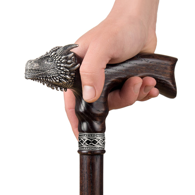 Handmade Dragon Head Walking Cane with Solid Wood Shaft-Classy Walking Canes
