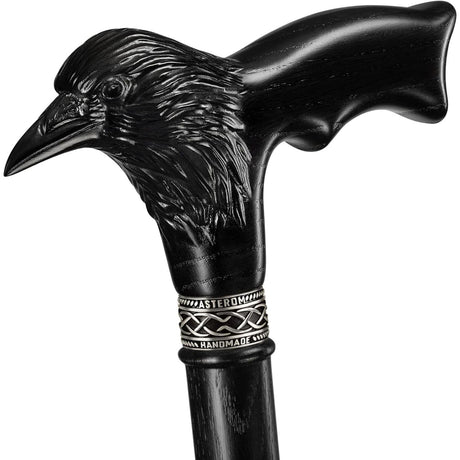 Handmade Raven Ergonomic Cane in Black with Solid Wood Shaft-Classy Walking Canes