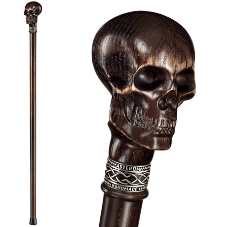 Handmade Skull Ergonomic Cane with Solid Wood Shaft-Classy Walking Canes