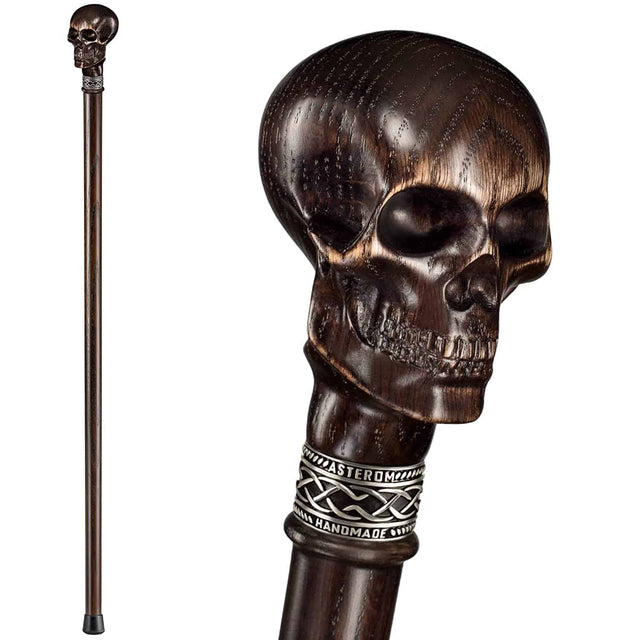 Handmade Skull Ergonomic Cane with Solid Wood Shaft-Classy Walking Canes
