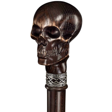 Handmade Skull Ergonomic Cane with Solid Wood Shaft-Classy Walking Canes