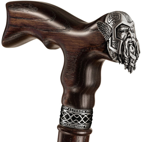 Handmade Viking Walking Cane with Solid Wood Walnut Stained Shaft-Classy Walking Canes