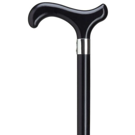 Ladies Derby with Silver Band in Black-Classy Walking Canes