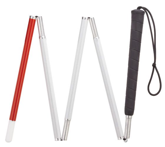 Non-Adjustable Visually Impaired Folding Cane 48" - Closeout-Classy Walking Canes