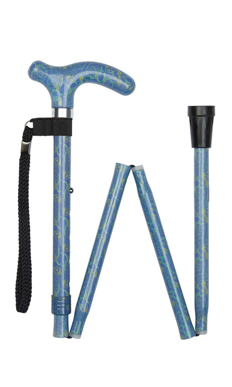 Petite Ladies Folding Adjustable Leaf Design-Classy Walking Canes