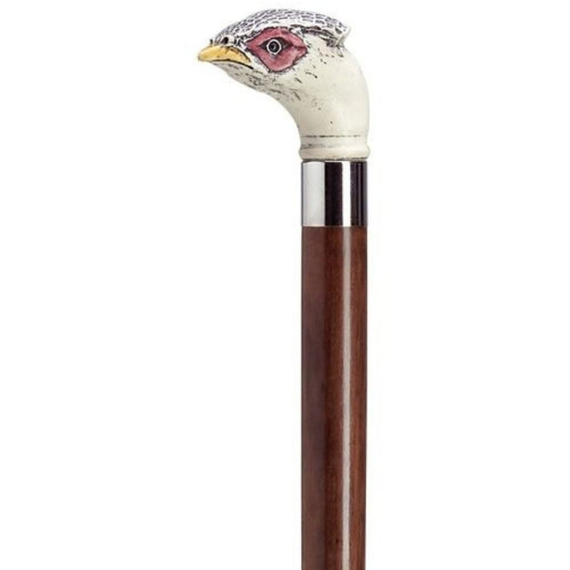 Pheasant with Walnut Shaft in Antique Scrimshaw-Classy Walking Canes