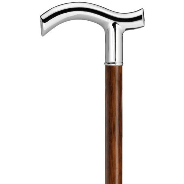 Shiny Chrome with Walnut Shaft-Classy Walking Canes