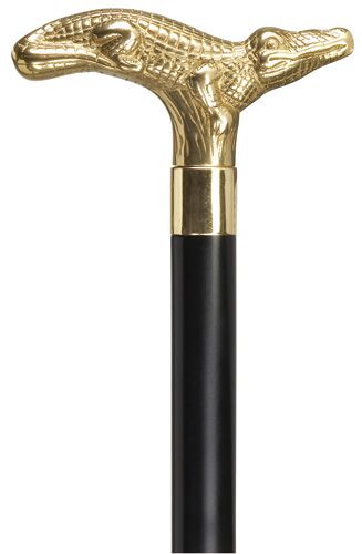 Solid Brass Alligator Head with Black Shaft-Classy Walking Canes