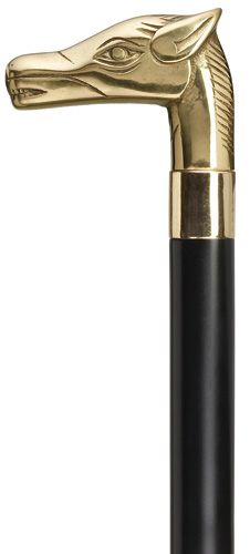 Solid Brass Cast Horse Head with Black Shaft-Classy Walking Canes