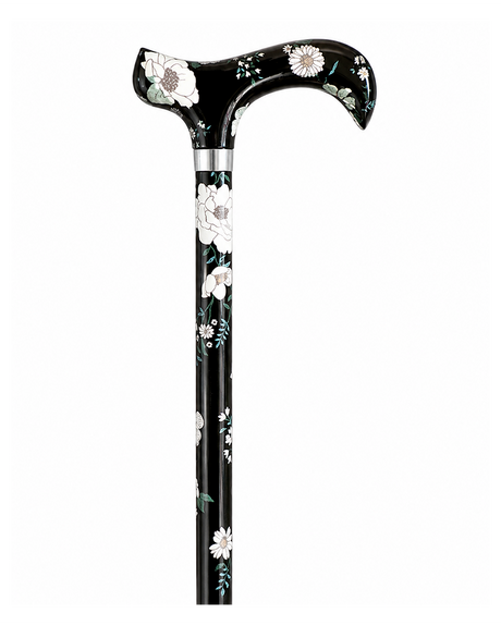The Japanese White Floral Cane Elegant and Refined-Classy Walking Canes