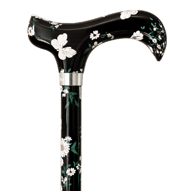 The Japanese White Floral Cane Elegant and Refined-Classy Walking Canes