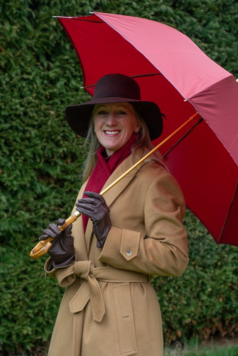 Ladies Umbrella with Burgundy Canopy and Bamboo Handle-Classy Walking Canes
