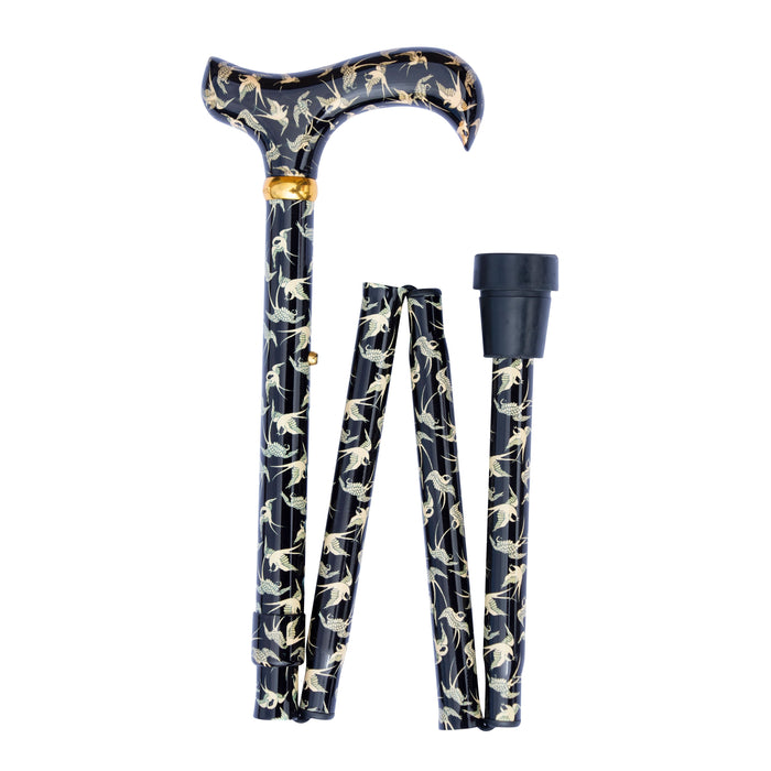 Classic Folding Adjustable Chic Derby with Swallows-Classy Walking Canes