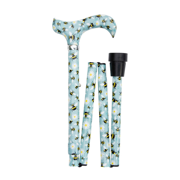 Bees Design Folding Adjustable Cane with Derby Handle-Classy Walking Canes