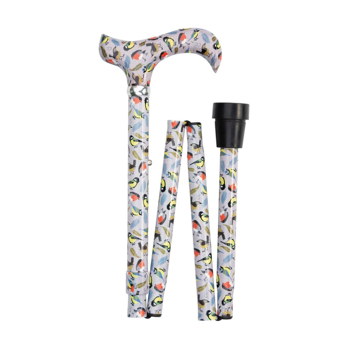 British Songbirds Design Folding Adjustable Cane with Derby Handle-Classy Walking Canes