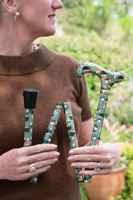 Bastón ajustable plegable con diseño de erizos y bastones para caminar elegantes con mango Derby