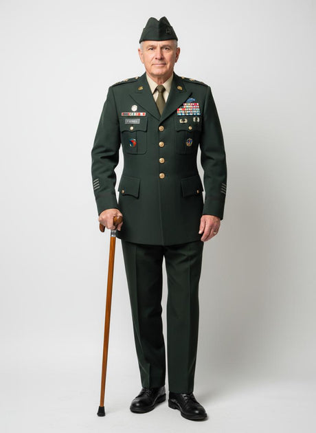 U.S. Army Collar on Natural Wood Shaft with Derby Handle-Classy Walking Canes