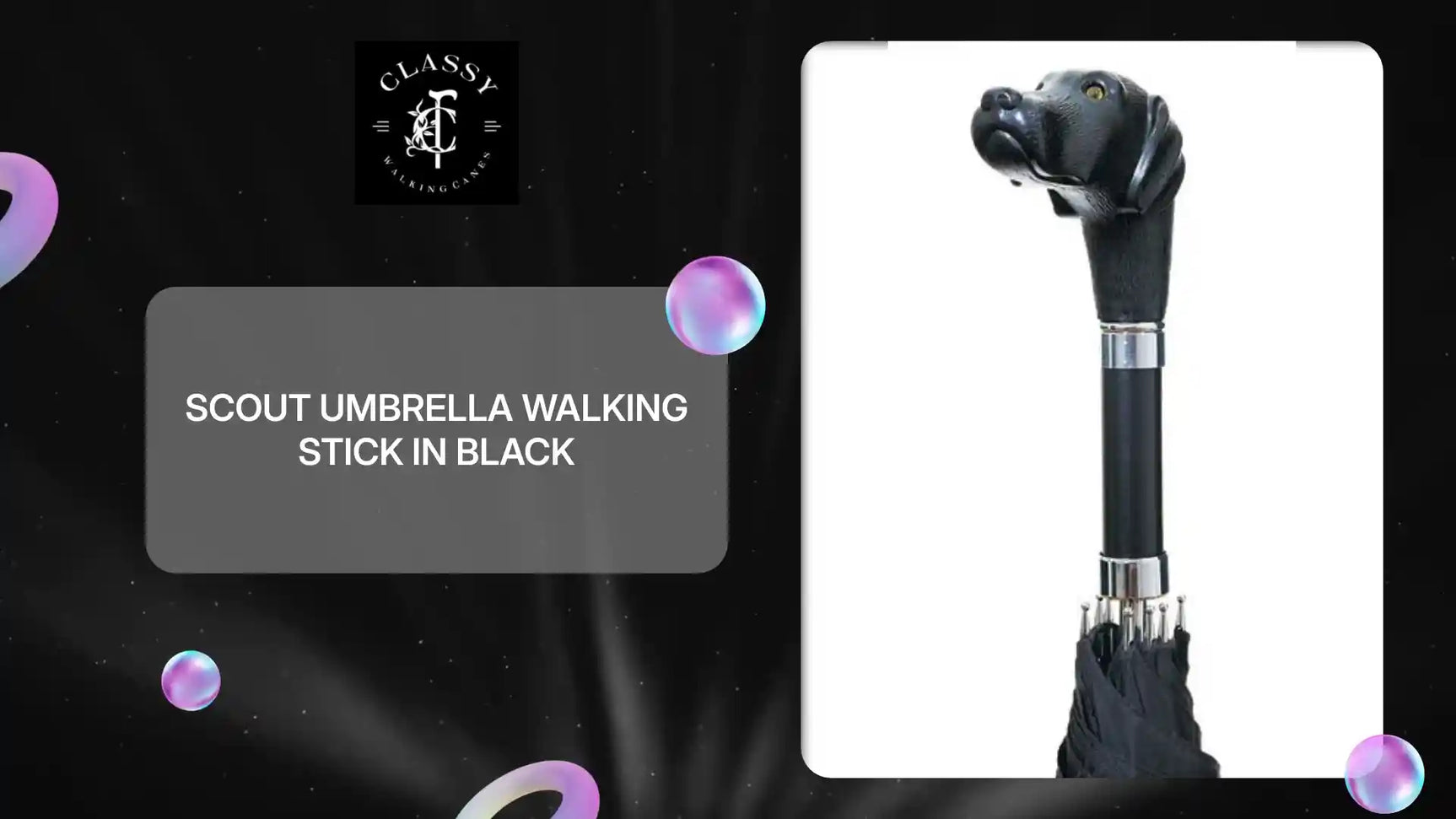 Scout Umbrella Walking Stick in Black by@Outfy