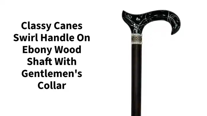 Classy Canes Swirl Handle on Ebony Wood Shaft with Gentlemen's Collar by@Outfy