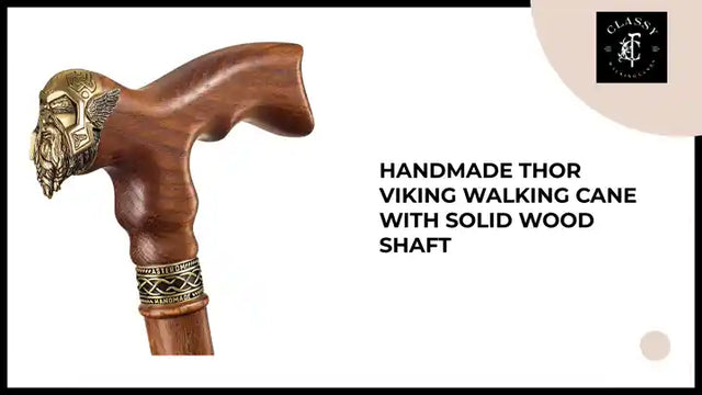 Handmade Thor Viking Walking Cane with Solid Wood Shaft by@Outfy