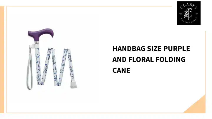 Handbag Size Purple and Floral Folding Cane by@Outfy