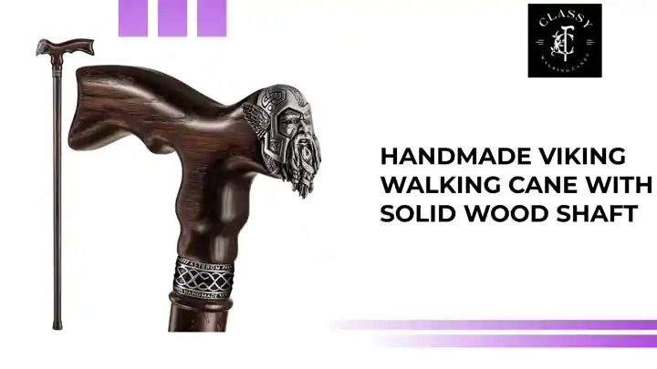 Handmade Viking Walking Cane with Solid Wood Shaft by@Outfy