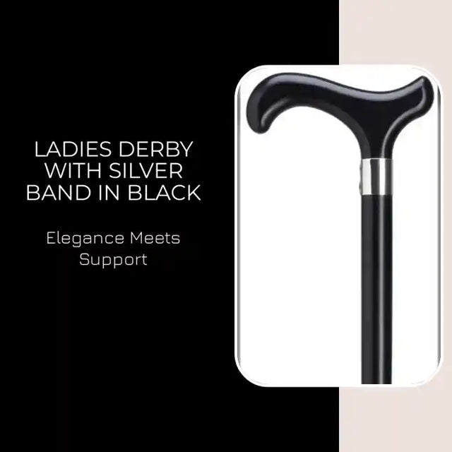 Ladies Derby with Silver Band in Black by@Outfy