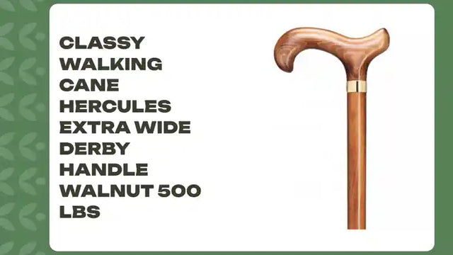 Classy Walking Cane Hercules Extra Wide Derby Handle Walnut 500 lbs by@Outfy