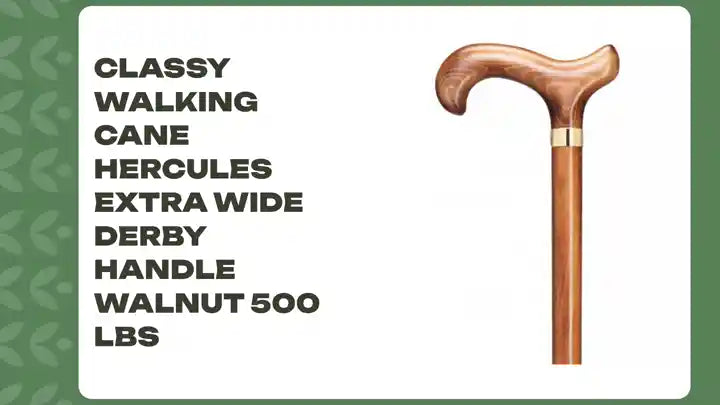 Classy Walking Cane Hercules Extra Wide Derby Handle Walnut 500 lbs by@Outfy