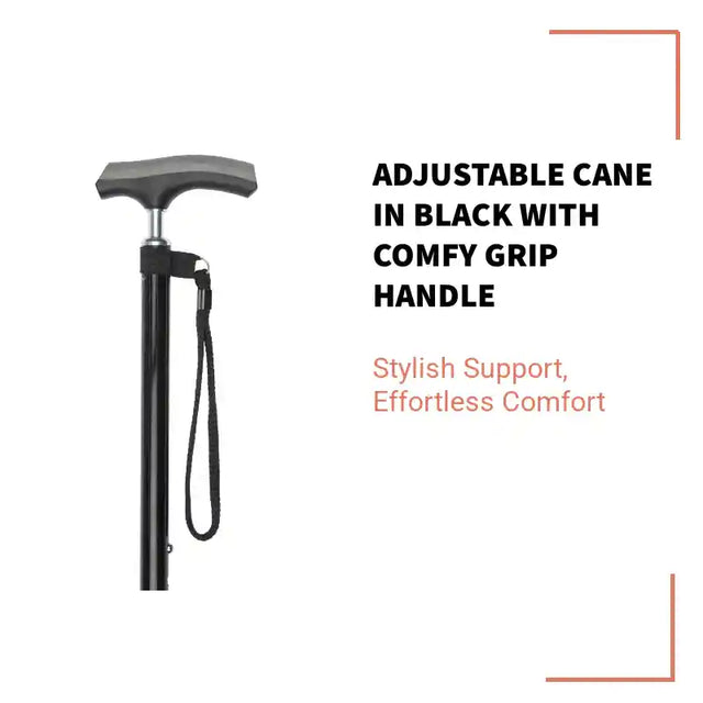 Adjustable Cane in Black with Comfy Grip Handle by@Outfy