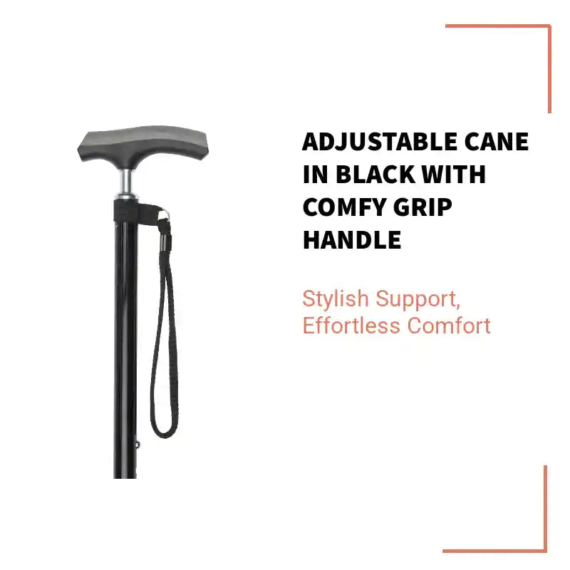 Adjustable Cane in Black with Comfy Grip Handle by@Outfy