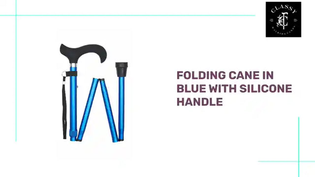 Folding Cane in Blue with Silicone Handle by@Outfy