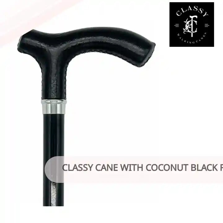 Classy Cane with Coconut Black Fritz Handle in Italian Leather by@Outfy