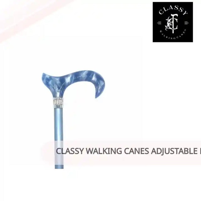 Classy Walking Canes Adjustable Elegant Blue with Rhinestone Collar by@Outfy