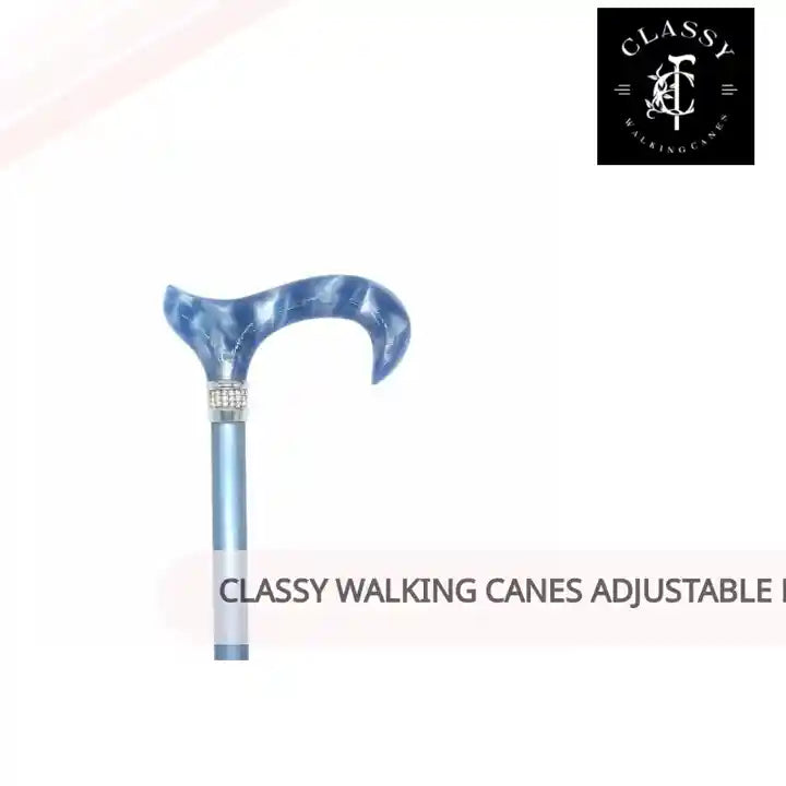 Classy Walking Canes Adjustable Elegant Blue with Rhinestone Collar by@Outfy