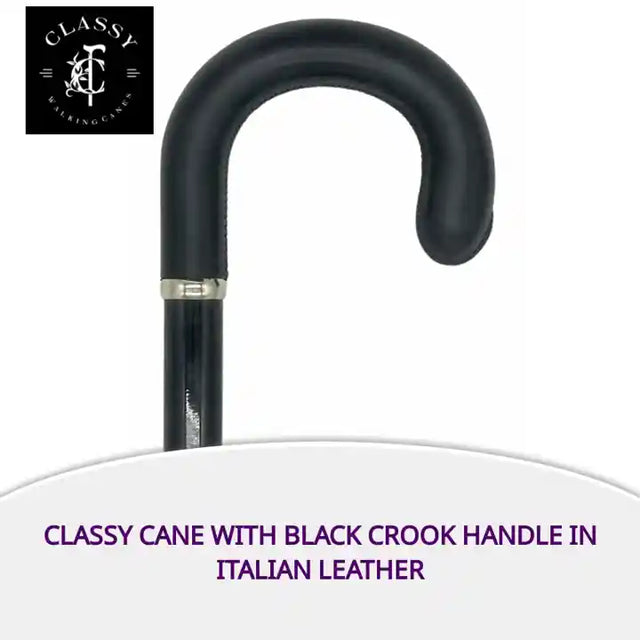 Classy Cane with Black Crook Handle in Italian Leather by@Outfy