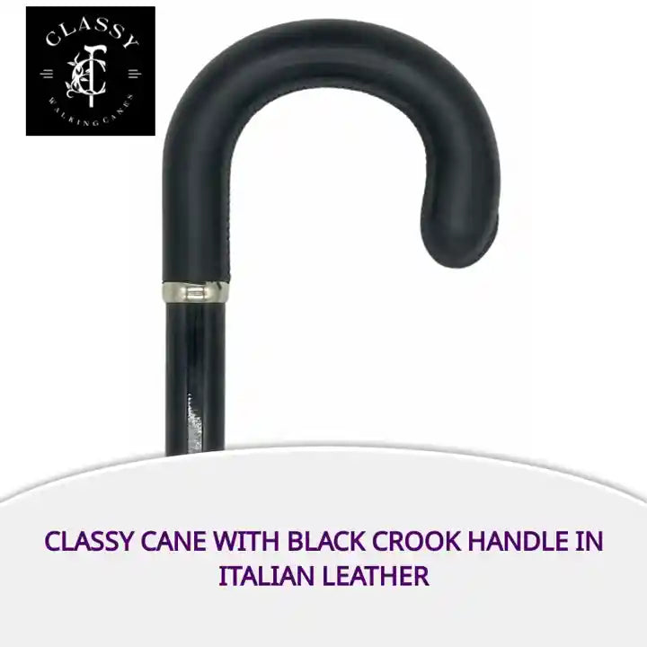 Classy Cane with Black Crook Handle in Italian Leather by@Outfy