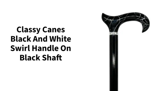 Classy Canes Black and White Swirl Handle on Black Shaft by@Outfy