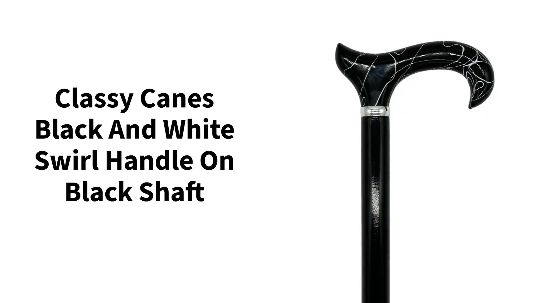 Classy Canes Black and White Swirl Handle on Black Shaft by@Outfy