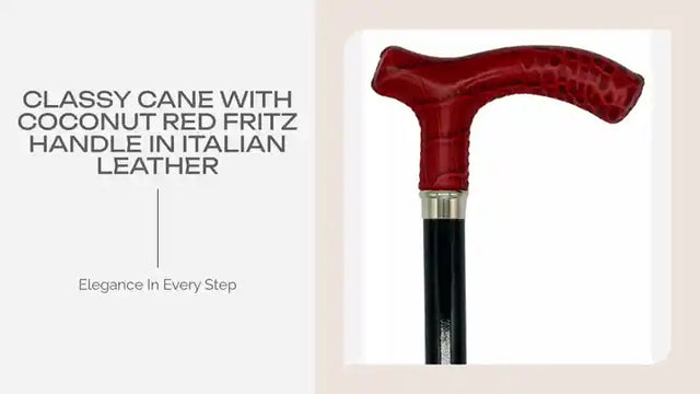 Classy Cane with Coconut Red Fritz Handle in Italian Leather by@Outfy