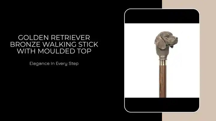 Golden Retriever Bronze Walking Stick with Moulded Top by@Outfy