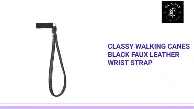 Classy Walking Canes Black Faux Leather Wrist Strap by@Outfy