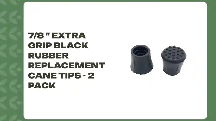 7/8 " Extra Grip Black Rubber Replacement Cane Tips - 2 Pack by@Outfy
