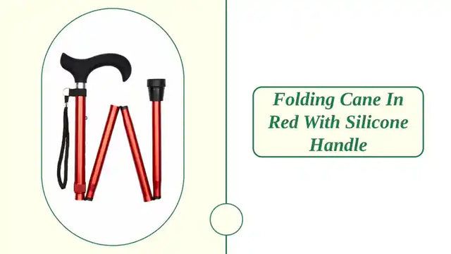 Folding Cane in Red with Silicone Handle by@Outfy