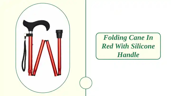 Folding Cane in Red with Silicone Handle by@Outfy