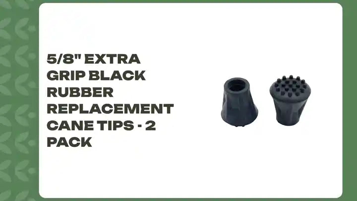 5/8" Extra Grip Black Rubber Replacement Cane Tips - 2 Pack by@Outfy